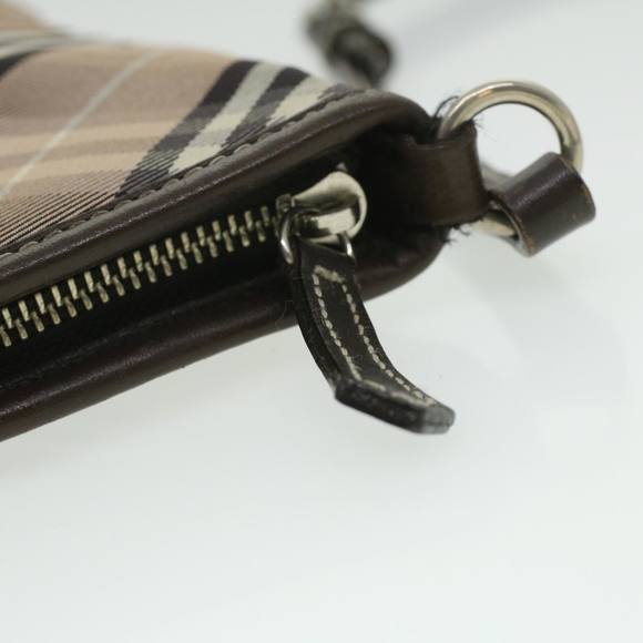 BURBERRY Nova Check Shoulder Bag Nylon Brown Auth ac1710 - Picture 9 of 16